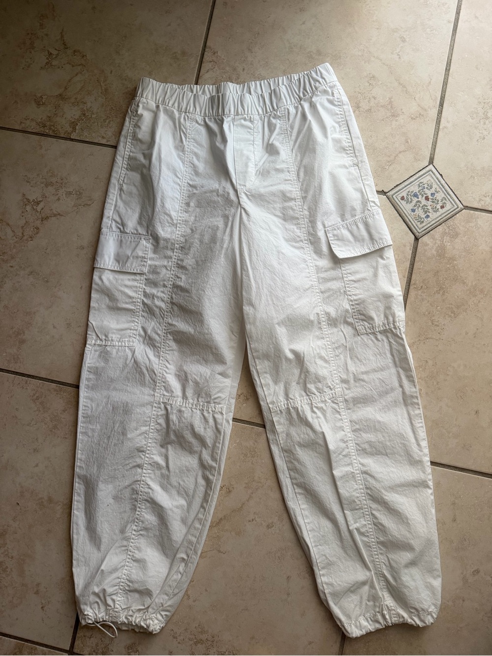 Women white Cargo Jogger Pants - Lightweight Utility Style GAP